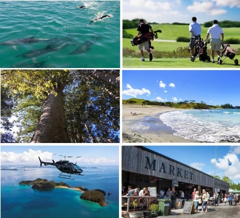 FB63 Image showing a selection of Bay of Islands activities including helicopter tours