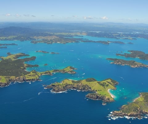 Aerial image of the Bay of Islands