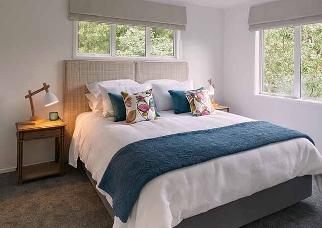 Bedroom with garden outlook at Tranquility Retreat Treghan Lodge Kerikeri