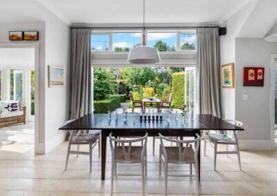 Treghan Lodge private dining with access to gardens and 80 sq metre deck