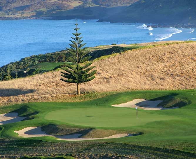 Kauri Cliffs Golf Course overlooking the Pacific Ocean in Northland, New Zealand, near the Bay of Islands