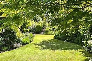 English-style gardens at Treghan Lodge featuring mature plantings, pathways and peaceful outdoor spaces to enjoy. English-style gardens at Treghan Lodge featuring mature plantings, pathways and peaceful outdoor spaces to enjoy.